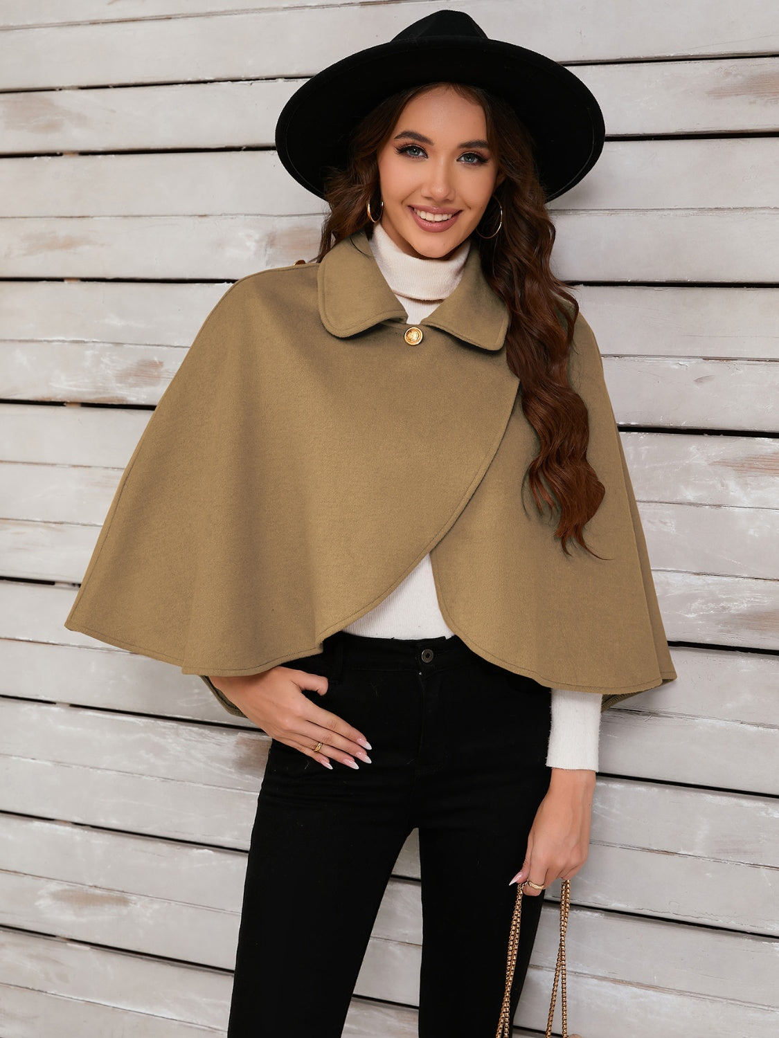 Collared Neck Cropped Cape