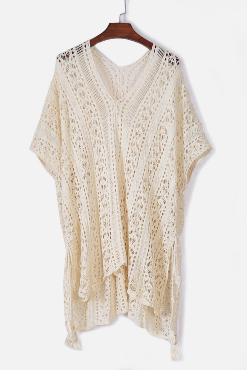 Crochet Knitted Tassel Tie Kimono