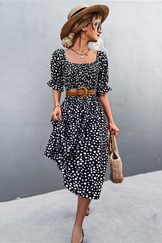 Sincerely Yours Dotted Midi Dress