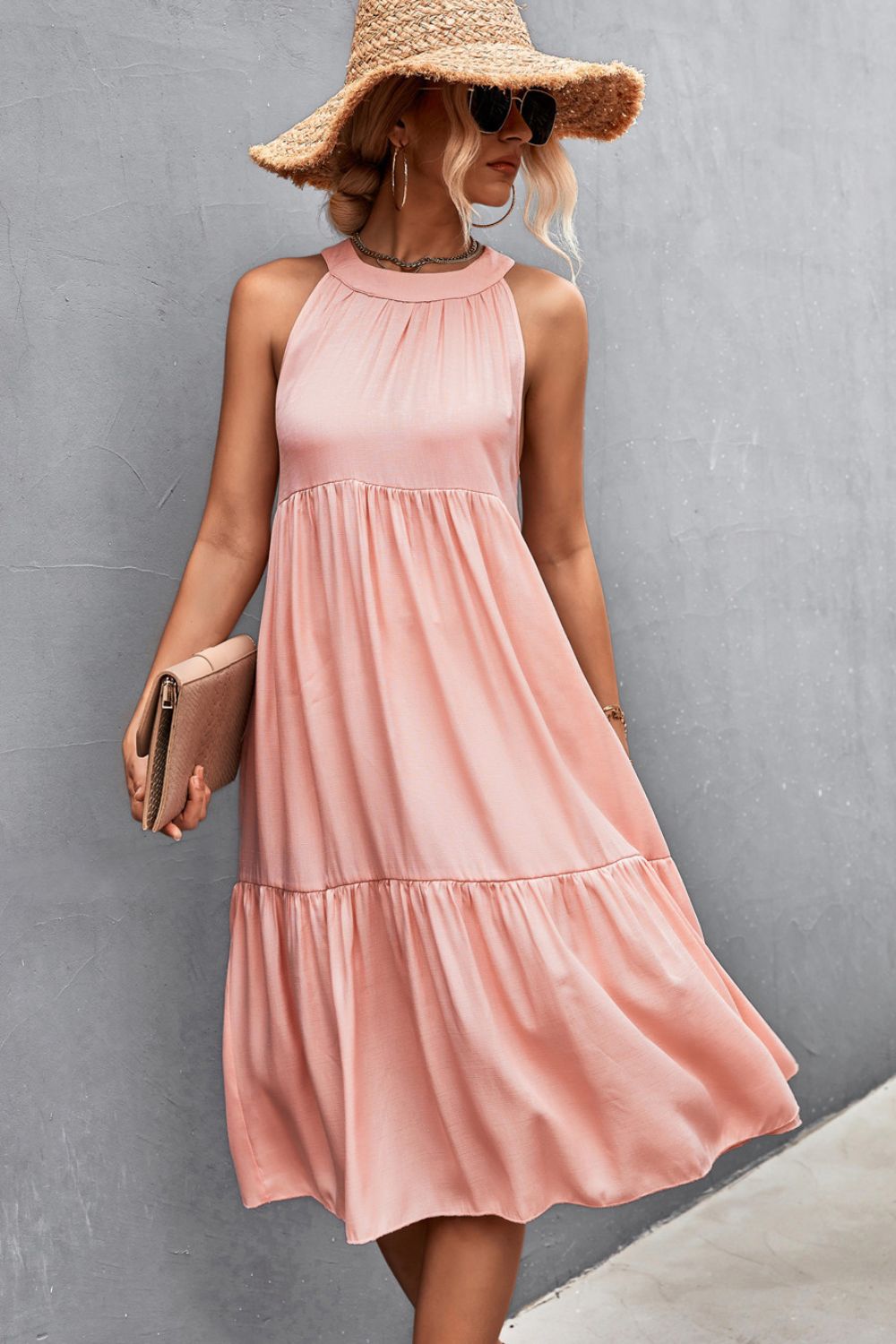 Grecian Tiered Knee-Length Dress