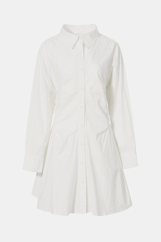 School Girl Ruched Shirt Dress