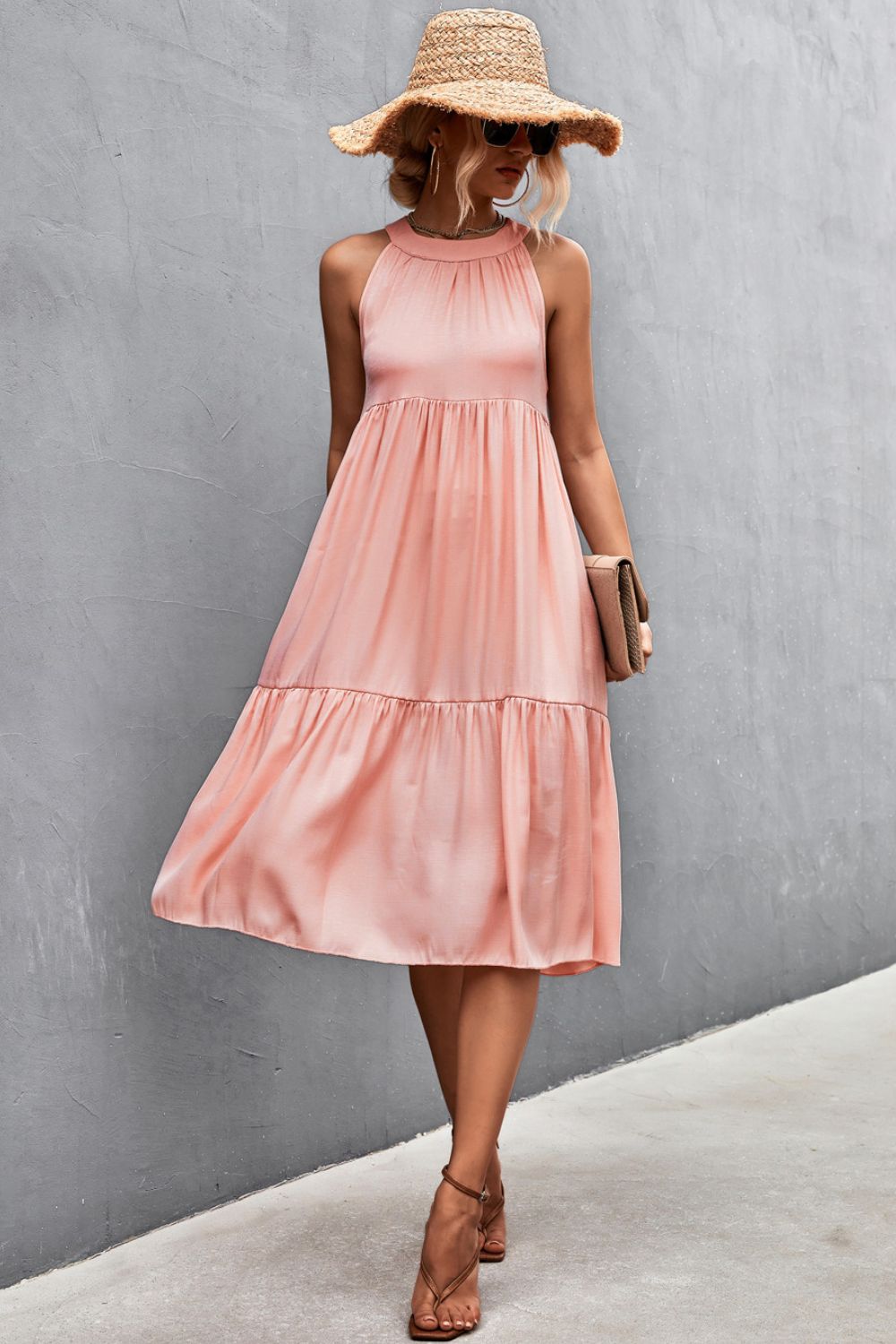 Grecian Tiered Knee-Length Dress