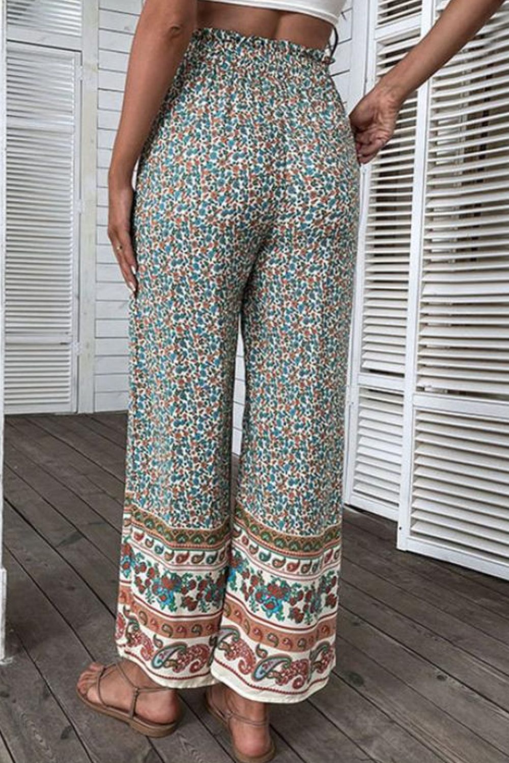 Bohemian Paperbag Waist Wide Leg Pants