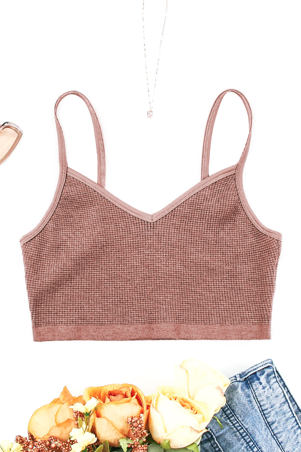 Waffle Knit Cropped Cami